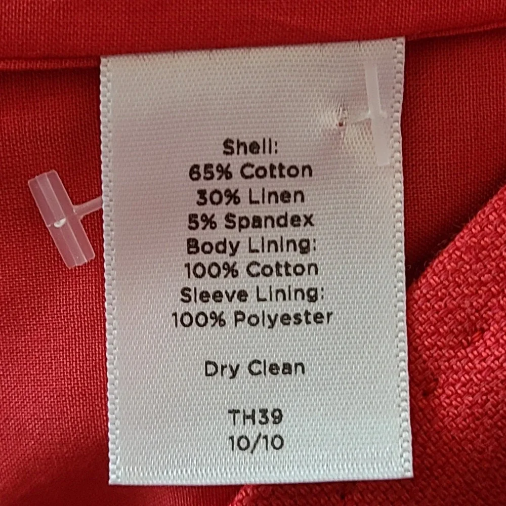 NWT Talbot's Women's Red/Coral Linen Blend One Button Blazer Career Office Sz 4 - Picture 7 of 10